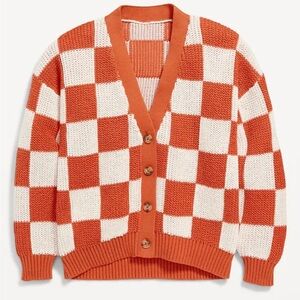 Old Navy Kids Orange and White Checkered Sweater
